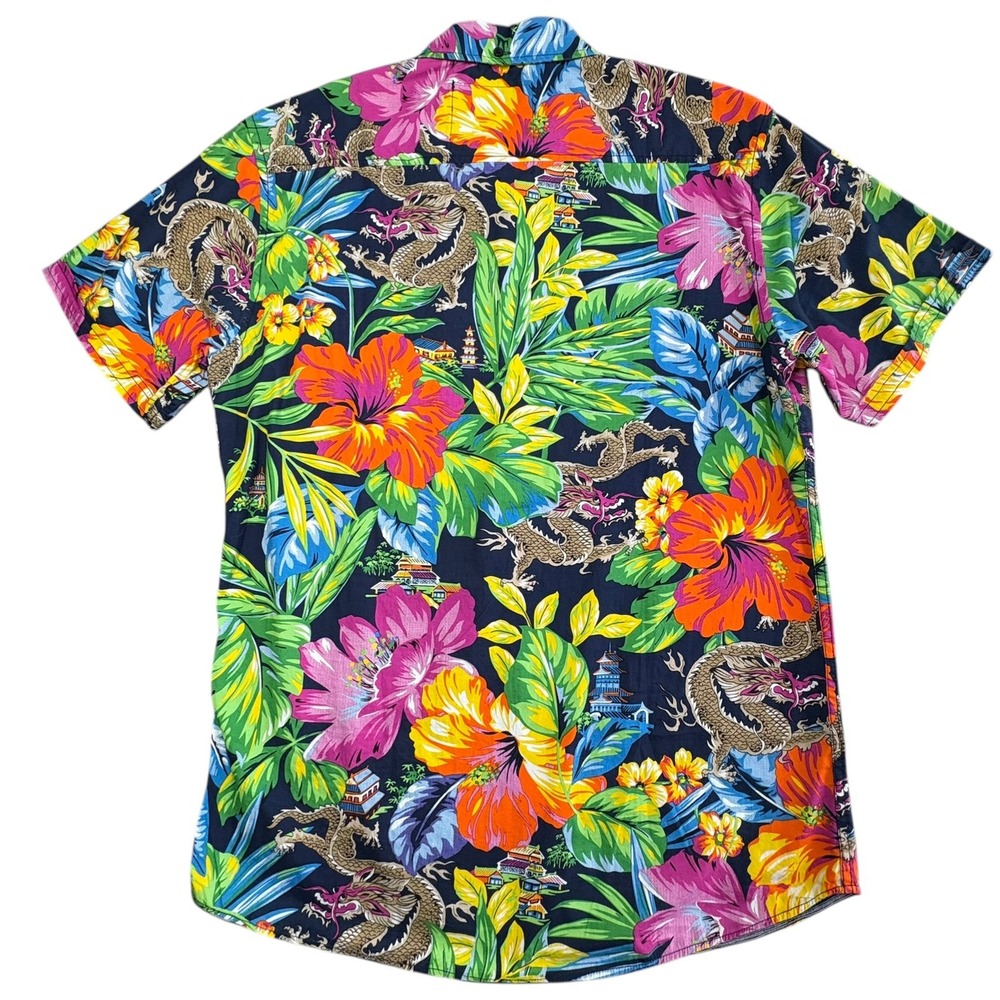 Broken Threads Hawaiian Shirt Mens XL Multicolor Dragon Short Sleeve Floral - Picture 3 of 8